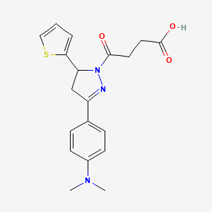 molecular formula C19H21N3O3S B2558190 4-(3-(4-(dimethylamino)phenyl)-5-(thiophen-2-yl)-4,5-dihydro-1H-pyrazol-1-yl)-4-oxobutanoic acid CAS No. 1798662-21-1