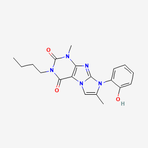 molecular formula C19H21N5O3 B2558193 3-butyl-8-(2-hydroxyphenyl)-1,7-dimethyl-1H-imidazo[2,1-f]purine-2,4(3H,8H)-dione CAS No. 916036-13-0