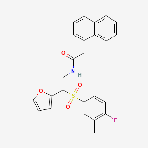 molecular formula C25H22FNO4S B2558198 N-(2-((4-fluoro-3-methylphenyl)sulfonyl)-2-(furan-2-yl)ethyl)-2-(naphthalen-1-yl)acetamide CAS No. 897620-45-0