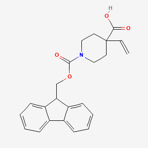 molecular formula C23H23NO4 B2558215 4-Ethenyl-1-(9H-fluoren-9-ylmethoxycarbonyl)piperidine-4-carboxylic acid CAS No. 2413875-59-7