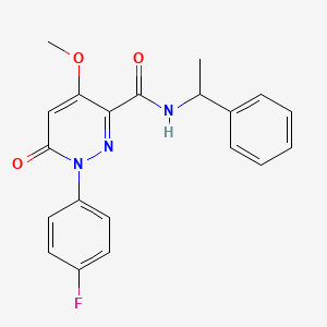 molecular formula C20H18FN3O3 B2558245 1-(4-fluorophenyl)-4-methoxy-6-oxo-N-(1-phenylethyl)-1,6-dihydropyridazine-3-carboxamide CAS No. 921583-10-0