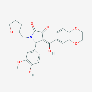 molecular formula C25H25NO8 B255826 4-(2,3-dihydro-1,4-benzodioxin-6-ylcarbonyl)-3-hydroxy-5-(4-hydroxy-3-methoxyphenyl)-1-(tetrahydro-2-furanylmethyl)-1,5-dihydro-2H-pyrrol-2-one 