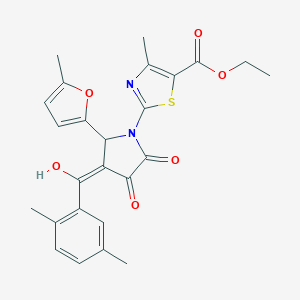 ethyl 2-[(3E)-3-[(2,5-dimethylphenyl)-hydroxymethylidene]-2-(5-methylfuran-2-yl)-4,5-dioxopyrrolidin-1-yl]-4-methyl-1,3-thiazole-5-carboxylate
