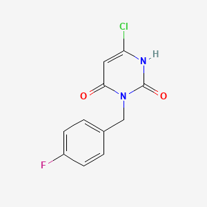 molecular formula C11H8ClFN2O2 B2558323 6-Chloro-3-[(4-fluorophenyl)methyl]-1,2,3,4-tetrahydropyrimidine-2,4-dione CAS No. 868143-04-8