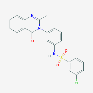 molecular formula C21H16ClN3O3S B2558328 3-chloro-N-(3-(2-methyl-4-oxoquinazolin-3(4H)-yl)phenyl)benzenesulfonamide CAS No. 898421-37-9