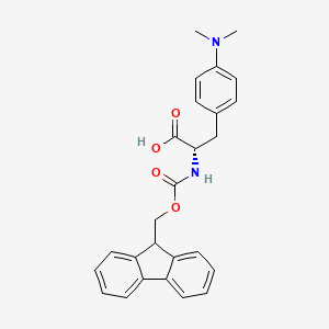 molecular formula C26H26N2O4 B2558331 (S)-2-((((9H-Fluoren-9-yl)methoxy)carbonyl)amino)-3-(4-(dimethylamino)phenyl)propanoic acid CAS No. 861719-77-9