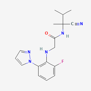 molecular formula C17H20FN5O B2558335 N-(1-cyano-1,2-dimethylpropyl)-2-{[2-fluoro-6-(1H-pyrazol-1-yl)phenyl]amino}acetamide CAS No. 1333814-26-8