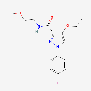 molecular formula C15H18FN3O3 B2558341 4-ethoxy-1-(4-fluorophenyl)-N-(2-methoxyethyl)-1H-pyrazole-3-carboxamide CAS No. 1172917-86-0