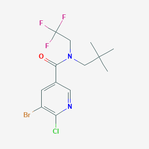 molecular formula C13H15BrClF3N2O B2558355 5-bromo-6-chloro-N-(2,2-dimethylpropyl)-N-(2,2,2-trifluoroethyl)pyridine-3-carboxamide CAS No. 2094542-38-6
