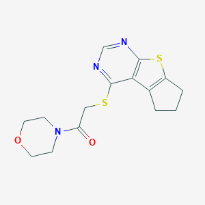 molecular formula C15H17N3O2S2 B255836 2-(2,3-Dihydro-1H-8-thia-5,7-diaza-cyclopenta[a]inden-4-ylsulfanyl)-1-morpholin-4-yl-ethanone 