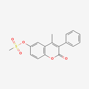 molecular formula C17H14O5S B2558376 4-甲基-2-氧代-3-苯基-2H-色满-6-基甲磺酸盐 CAS No. 869341-33-3