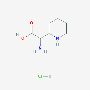 molecular formula C7H15ClN2O2 B2558377 2-(Piperidin-2-yl)glycine hcl CAS No. 1958064-76-0