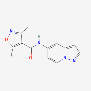 molecular formula C13H12N4O2 B2558382 3,5-dimethyl-N-(pyrazolo[1,5-a]pyridin-5-yl)isoxazole-4-carboxamide CAS No. 2034547-98-1