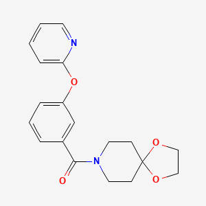 molecular formula C19H20N2O4 B2558383 (3-(吡啶-2-氧基)苯基)(1,4-二氧杂-8-氮杂螺[4.5]癸-8-基)甲酮 CAS No. 1797860-98-0