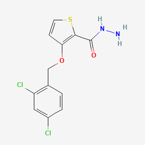 molecular formula C12H10Cl2N2O2S B2558390 3-[(2,4-Dichlorophenyl)methoxy]thiophene-2-carbohydrazide CAS No. 343375-83-7