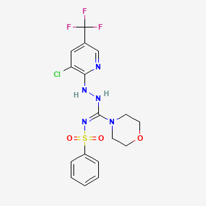 molecular formula C17H17ClF3N5O3S B2558392 N-[{2-[3-chloro-5-(trifluoromethyl)-2-pyridinyl]hydrazino}(morpholino)methylene]benzenesulfonamide CAS No. 318247-22-2