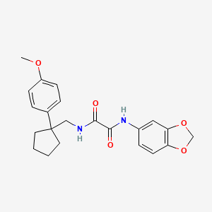 molecular formula C22H24N2O5 B2558396 N1-(苯并[d][1,3]二氧杂环-5-基)-N2-((1-(4-甲氧基苯基)环戊基)甲基)草酰胺 CAS No. 1091475-64-7