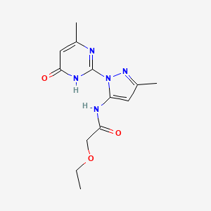 molecular formula C13H17N5O3 B2558404 2-乙氧基-N-(3-甲基-1-(4-甲基-6-氧代-1,6-二氢嘧啶-2-基)-1H-吡唑-5-基)乙酰胺 CAS No. 1002933-52-9