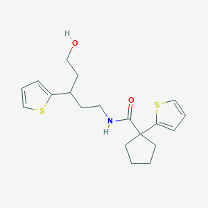 molecular formula C19H25NO2S2 B2558413 N-(5-羟基-3-(噻吩-2-基)戊基)-1-(噻吩-2-基)环戊烷甲酰胺 CAS No. 2034241-58-0