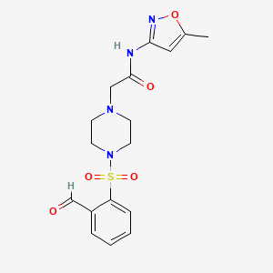 molecular formula C17H20N4O5S B2558421 2-[4-(2-甲酰苯基)磺酰哌嗪-1-基]-N-(5-甲基-1,2-恶唑-3-基)乙酰胺 CAS No. 1252457-31-0
