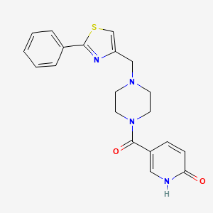 B2558425 5-(4-((2-phenylthiazol-4-yl)methyl)piperazine-1-carbonyl)pyridin-2(1H)-one CAS No. 1203084-36-9