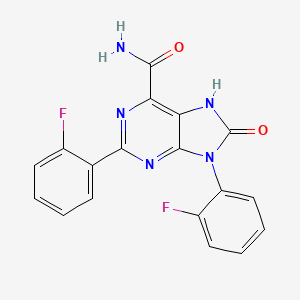 molecular formula C18H11F2N5O2 B2558434 2,9-双(2-氟苯基)-8-氧代-8,9-二氢-7H-嘌呤-6-甲酰胺 CAS No. 898441-82-2
