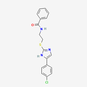 molecular formula C18H16ClN3OS B2558450 N-(2-((5-(4-chlorophenyl)-1H-imidazol-2-yl)thio)ethyl)benzamide CAS No. 897456-59-6