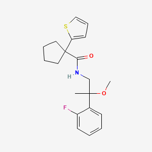 N-(2-(2-fluorophenyl)-2-methoxypropyl)-1-(thiophen-2-yl)cyclopentanecarboxamide