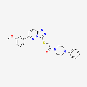molecular formula C24H24N6O2S B2558459 2-((6-(3-甲氧基苯基)-[1,2,4]三唑并[4,3-b]哒嗪-3-基)硫代)-1-(4-苯基哌嗪-1-基)乙酮 CAS No. 894062-39-6