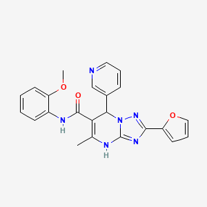 molecular formula C23H20N6O3 B2558461 2-(furan-2-yl)-N-(2-methoxyphenyl)-5-methyl-7-(pyridin-3-yl)-4,7-dihydro-[1,2,4]triazolo[1,5-a]pyrimidine-6-carboxamide CAS No. 540504-89-0