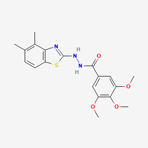 molecular formula C19H21N3O4S B2558463 N'-(4,5-二甲基-1,3-苯并噻唑-2-基)-3,4,5-三甲氧基苯甲酰肼 CAS No. 851980-42-2