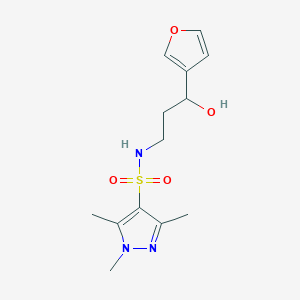 molecular formula C13H19N3O4S B2558468 N-(3-(furan-3-yl)-3-hydroxypropyl)-1,3,5-trimethyl-1H-pyrazole-4-sulfonamide CAS No. 1448034-60-3