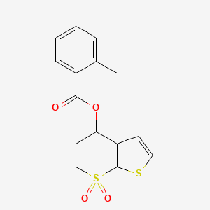 molecular formula C15H14O4S2 B2558476 (7,7-dioxo-5,6-dihydro-4H-thieno[2,3-b]thiopyran-4-yl) 2-methylbenzoate CAS No. 343373-86-4