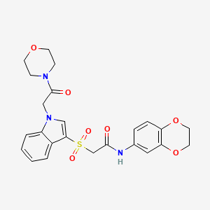 molecular formula C24H25N3O7S B2558487 N-(2,3-二氢苯并[b][1,4]二氧杂环-6-基)-2-((1-(2-吗啉-2-氧代乙基)-1H-吲哚-3-基)磺酰基)乙酰胺 CAS No. 878059-67-7