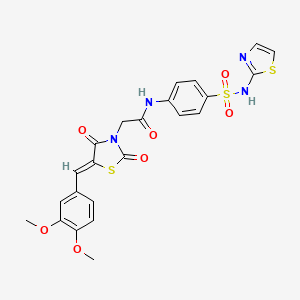 molecular formula C23H20N4O7S3 B2558499 (Z)-2-(5-(3,4-二甲氧基苄亚叉基)-2,4-二氧代噻唑烷-3-基)-N-(4-(N-(噻唑-2-基)磺酰胺基)苯基)乙酰胺 CAS No. 292052-41-6
