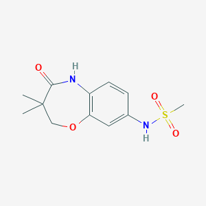 molecular formula C12H16N2O4S B2558502 N-(3,3-dimethyl-4-oxo-2,3,4,5-tetrahydrobenzo[b][1,4]oxazepin-8-yl)methanesulfonamide CAS No. 921998-59-6