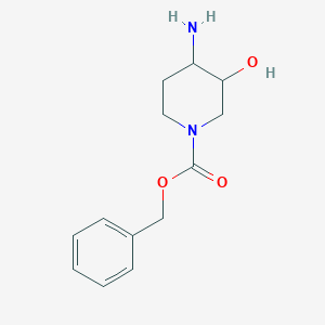molecular formula C13H18N2O3 B2558520 4-Amino-1-Cbz-3-hydroxypiperidine CAS No. 203503-30-4
