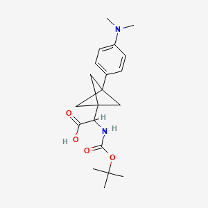molecular formula C20H28N2O4 B2558522 2-[3-[4-(Dimethylamino)phenyl]-1-bicyclo[1.1.1]pentanyl]-2-[(2-methylpropan-2-yl)oxycarbonylamino]acetic acid CAS No. 2287259-30-5