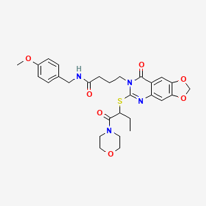 N-[(4-methoxyphenyl)methyl]-4-(6-{[1-(morpholin-4-yl)-1-oxobutan-2-yl]sulfanyl}-8-oxo-2H,7H,8H-[1,3]dioxolo[4,5-g]quinazolin-7-yl)butanamide