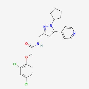 molecular formula C22H22Cl2N4O2 B2558538 N-((1-cyclopentyl-5-(pyridin-4-yl)-1H-pyrazol-3-yl)methyl)-2-(2,4-dichlorophenoxy)acetamide CAS No. 1421472-18-5