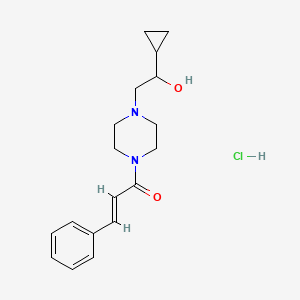 molecular formula C18H25ClN2O2 B2558542 (E)-1-(4-(2-cyclopropyl-2-hydroxyethyl)piperazin-1-yl)-3-phenylprop-2-en-1-one hydrochloride CAS No. 1396891-72-7