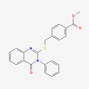 molecular formula C23H18N2O3S B2558547 Methyl 4-{[(4-oxo-3-phenyl-3,4-dihydroquinazolin-2-yl)sulfanyl]methyl}benzoate CAS No. 383894-83-5