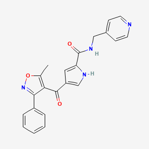 molecular formula C22H18N4O3 B2558556 4-[(5-methyl-3-phenyl-4-isoxazolyl)carbonyl]-N-(4-pyridinylmethyl)-1H-pyrrole-2-carboxamide CAS No. 439109-64-5