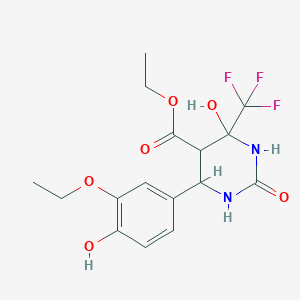 molecular formula C16H19F3N2O6 B255856 Ethyl 6-(3-ethoxy-4-hydroxyphenyl)-4-hydroxy-2-oxo-4-(trifluoromethyl)hexahydropyrimidine-5-carboxylate 