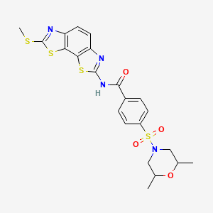 4-(2,6-dimethylmorpholin-4-yl)sulfonyl-N-(2-methylsulfanyl-[1,3]thiazolo[4,5-g][1,3]benzothiazol-7-yl)benzamide