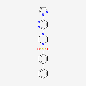 molecular formula C23H22N6O2S B2558580 3-(4-([1,1'-联苯]-4-磺酰基)哌嗪-1-基)-6-(1H-吡唑-1-基)哒嗪 CAS No. 1014091-73-6