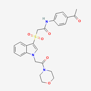 molecular formula C24H25N3O6S B2558600 N-(4-acetylphenyl)-2-((1-(2-morpholino-2-oxoethyl)-1H-indol-3-yl)sulfonyl)acetamide CAS No. 878058-00-5