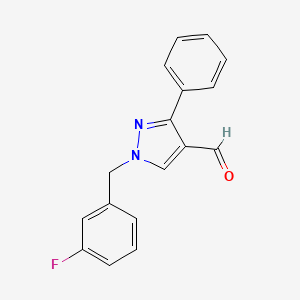 molecular formula C17H13FN2O B2558602 1-(3-fluorobenzyl)-3-phenyl-1H-pyrazole-4-carbaldehyde CAS No. 1006472-04-3