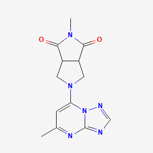 molecular formula C13H14N6O2 B2558607 2-Methyl-5-(5-methyl-[1,2,4]triazolo[1,5-a]pyrimidin-7-yl)-3a,4,6,6a-tetrahydropyrrolo[3,4-c]pyrrole-1,3-dione CAS No. 2415573-87-2