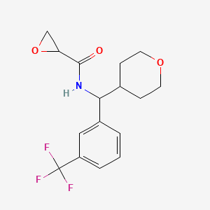 molecular formula C16H18F3NO3 B2558612 N-[Oxan-4-yl-[3-(trifluoromethyl)phenyl]methyl]oxirane-2-carboxamide CAS No. 2411252-12-3